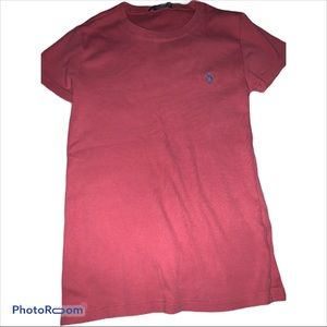 Polo blush pink tee w/ blue horse size small